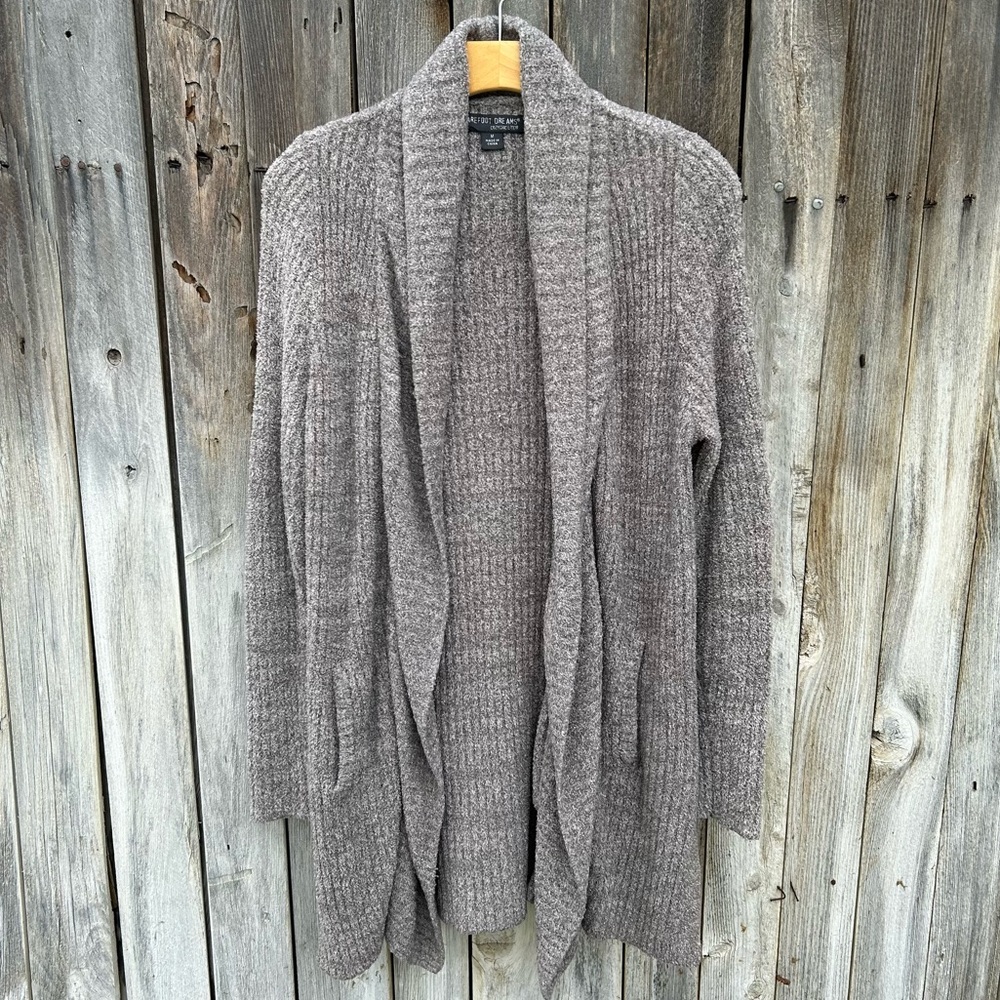Barefoot Dreams Cozychic Lite Montecito Circle Cardigan Grey M